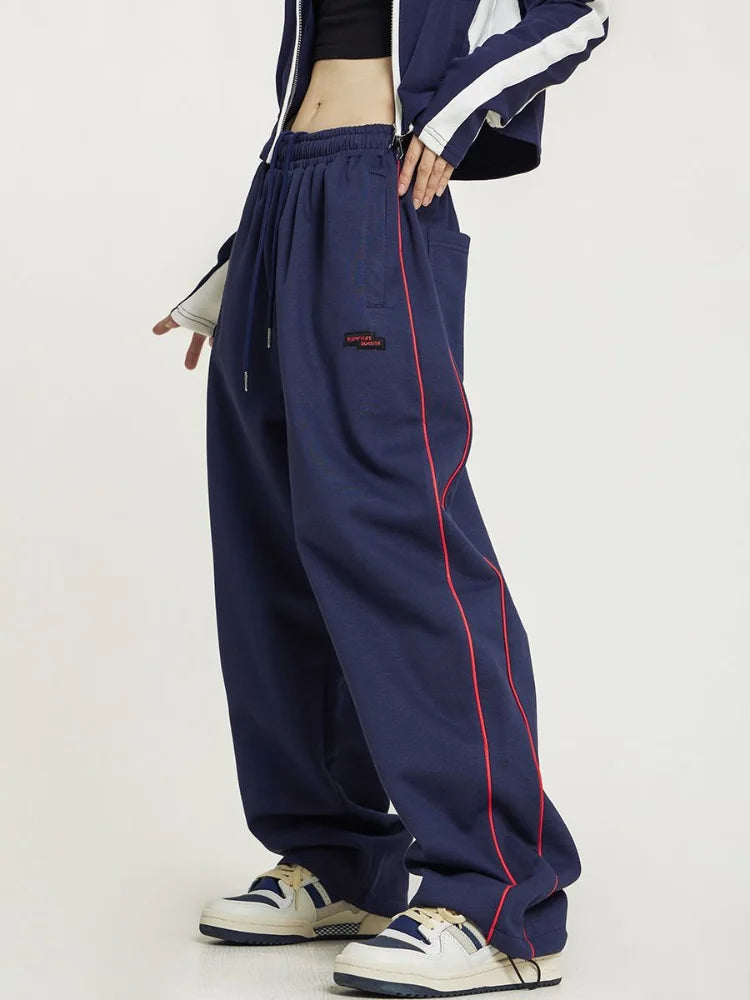 Black Striped Oversize Harajuku Edgy Style Tracksuits Pant