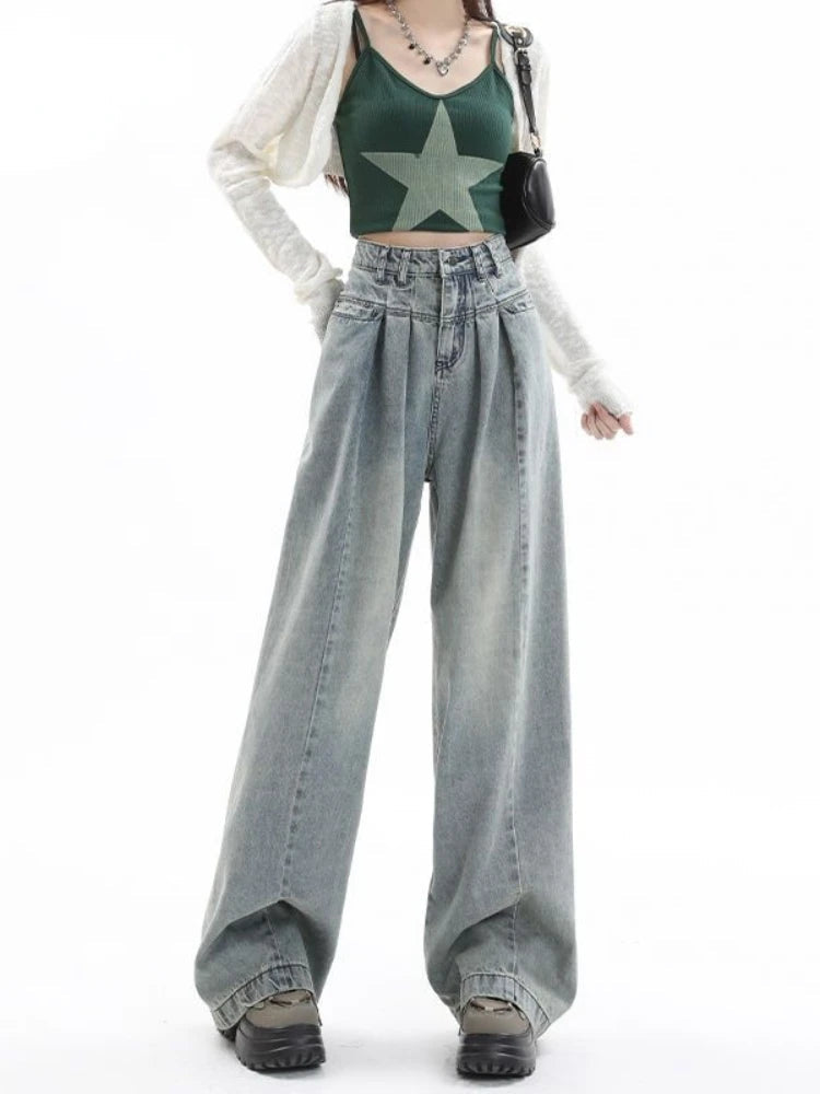 Blue Baggy Y2k Gyaru Oversize Wide Leg Denim Harajuku Pant