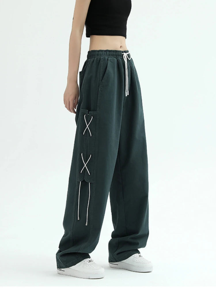 Hippie Harajuku Green Cargo American Oversize Pant
