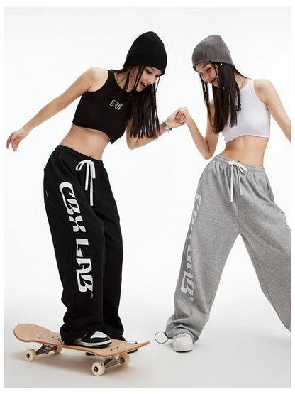 Hippie Gray Baggy Y2k Jogging Sweatpants Korean Oversize Harajuku Kpop Wide Leg Tracksuit Pant