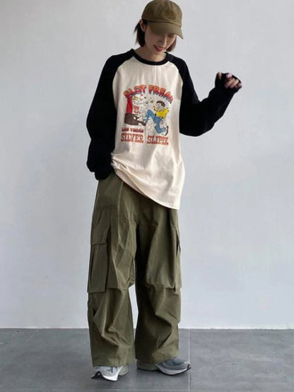 Green Cargo Y2k Hippie Kpop Harajuku Oversize Wide Leg Pant