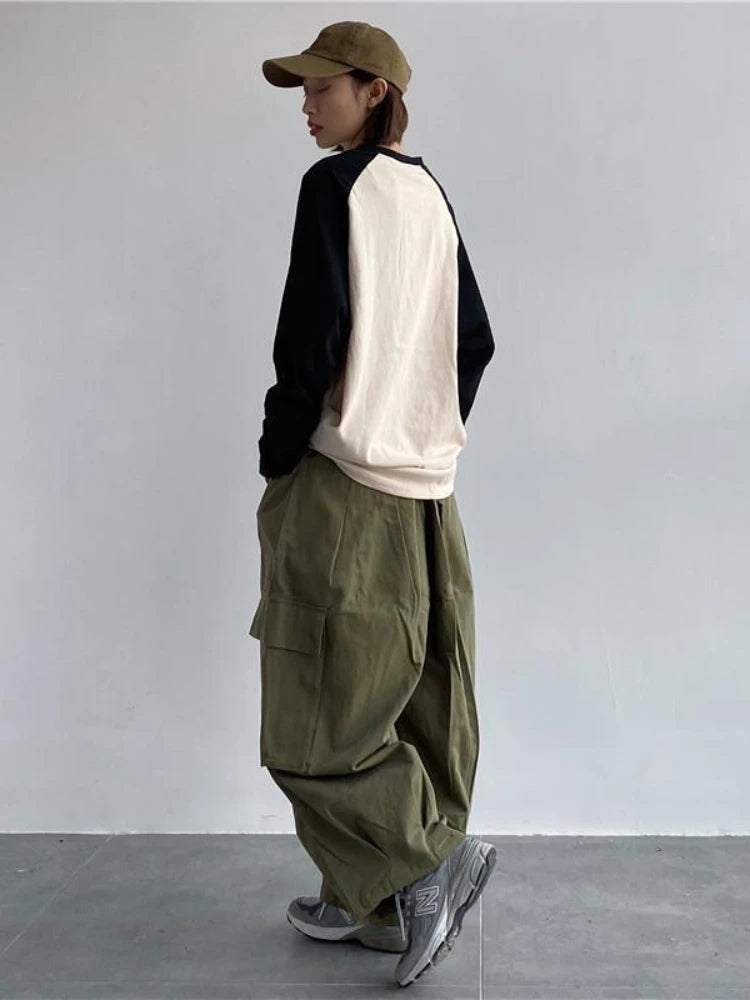 Green Cargo Y2k Hippie Kpop Harajuku Oversize Wide Leg Pant