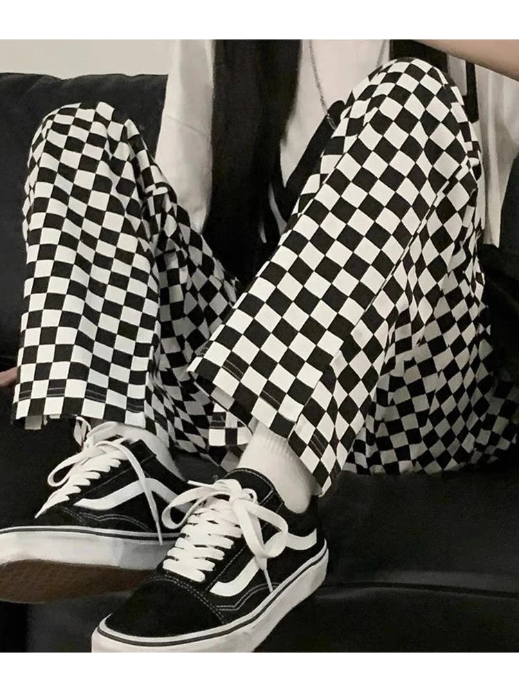 Plaid Korean Oversized Wide Leg Checked Baggy Pant