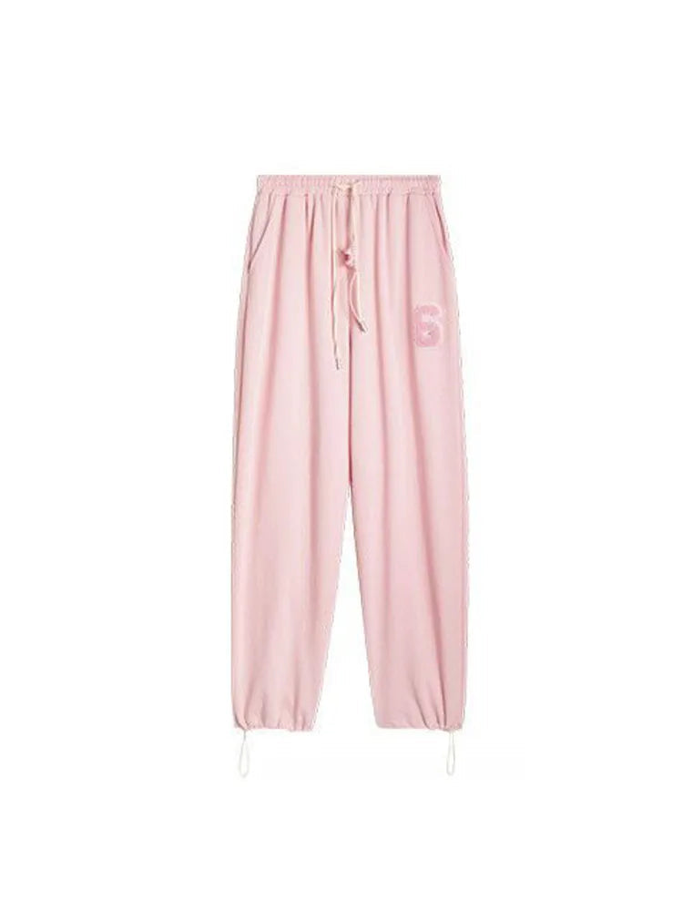 Pink Jogging Sweatpants Kawaii Letter Print Oversize Pant