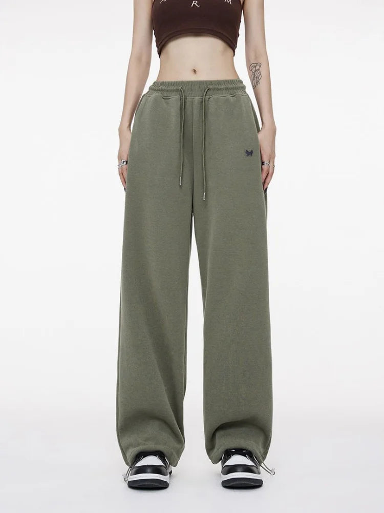 Green Baggy Sweatpants Y2k Hippie Print Jogging Sports Pant