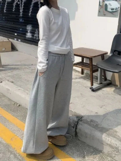 Korean Style Pink Fleece Sweatpants Y2k Winter Thick Harajuku Warm Pant