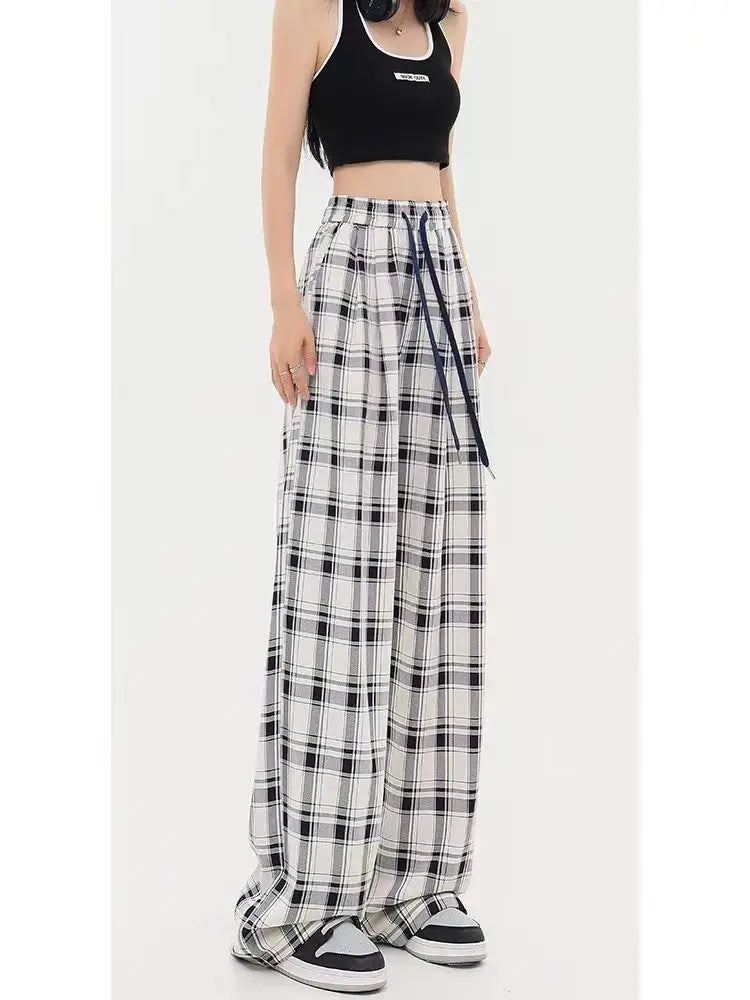 Red Plaid Y2k Korean Style Oversize Checked Baggy Sweatpants