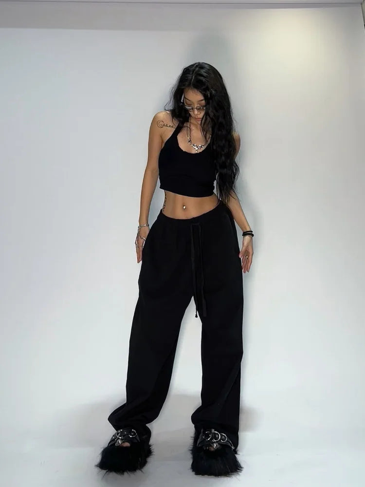 Gray Baggy Jogging Sweatpants Hippie Korean Pant