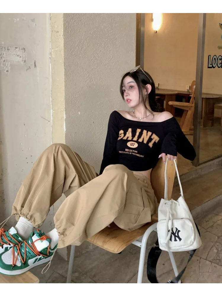 Kpop Y2k Pink Cargo Korean Oversized Wide Leg Pant