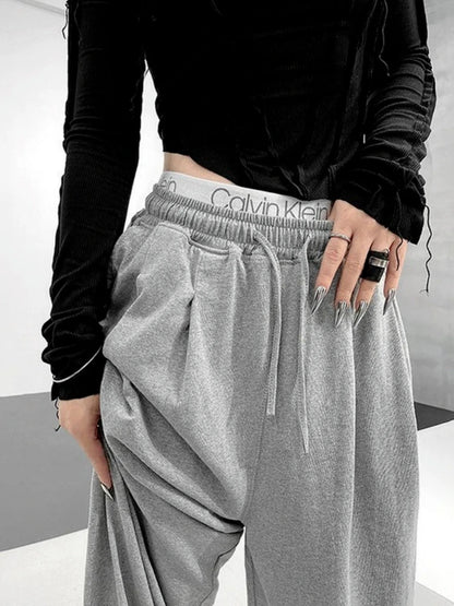 Gray Joggers Sweatpants Korean Oversize Loose Pant