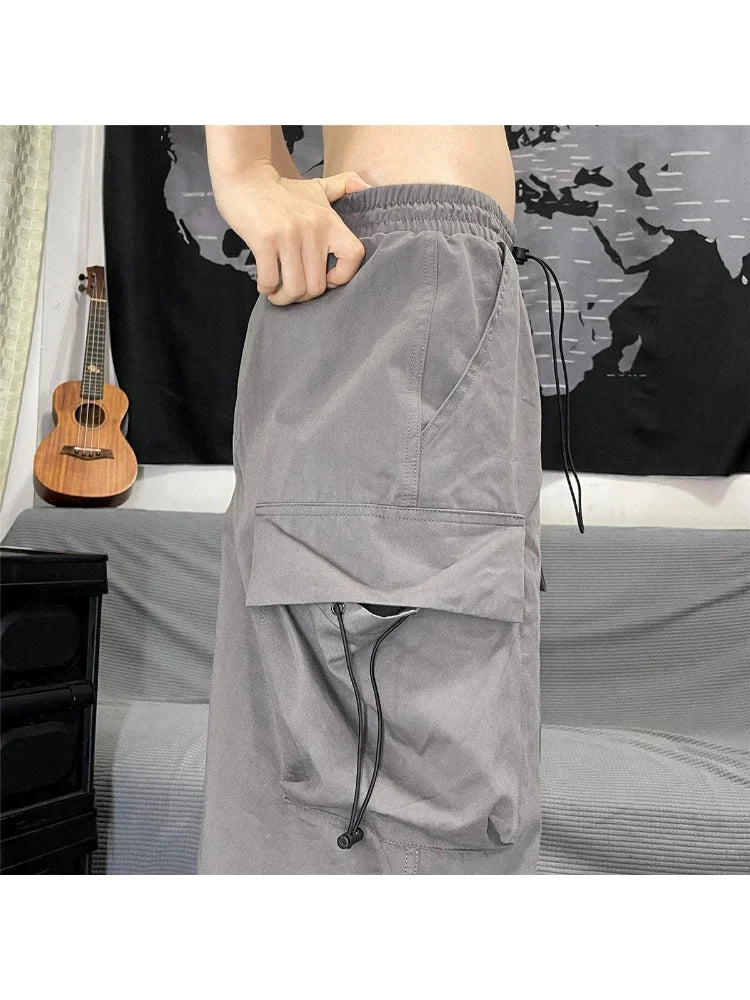 Gray Parachute Y2k Retro Hippie Baggy Oversize Wide Leg Cargo Pant