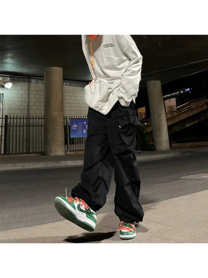 Gray Parachute Y2k Retro Hippie Baggy Oversize Wide Leg Cargo Pant