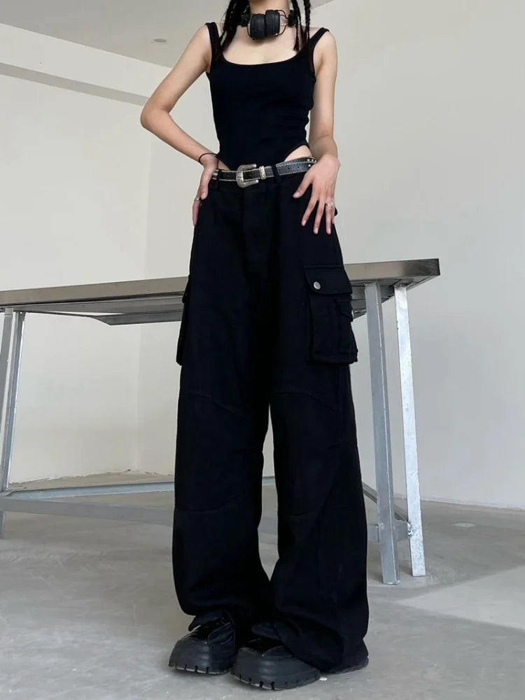 Techwear Harajuku Beige Cargo Retro Y2k Oversize Pant