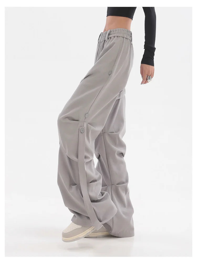 Techwear Hippie Gray Cargo Parachute Y2k Oversize Black Mopping Pant