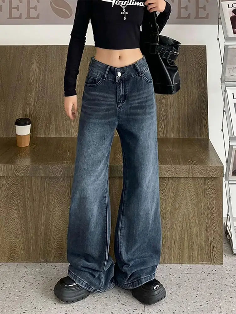 Baggy Korean Style Distressed Wide Leg Denim Harajuku Pant
