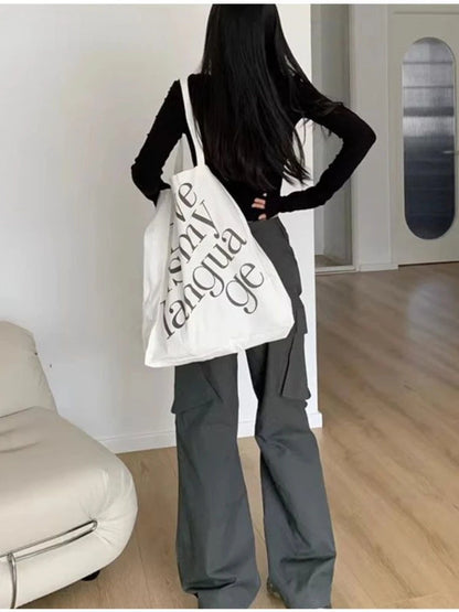 Grey Cargo Y2k Straight High Street Pant