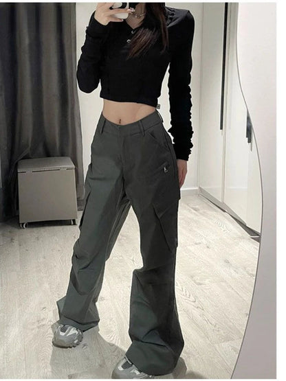 Grey Cargo Y2k Straight High Street Pant
