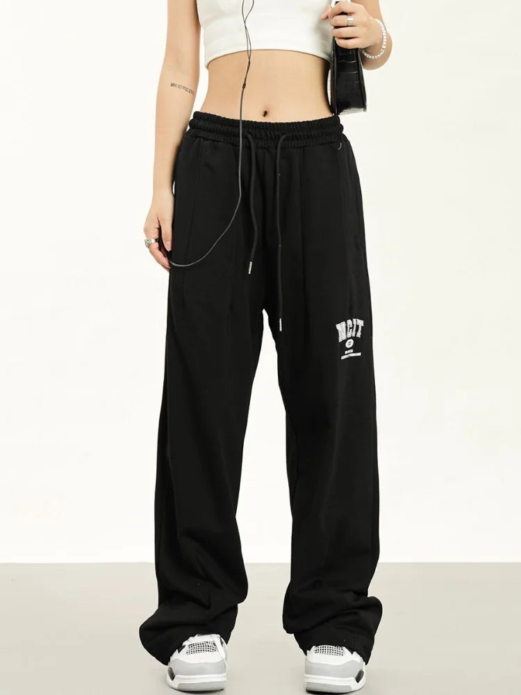 Hippie Letter Track Korean Style Jogging Sweatpants Wide Leg Pant