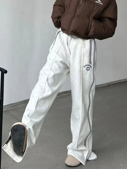 Red Straight Japanese Y2k Sweatpants Winter Warm Harajuku Jogging Pant