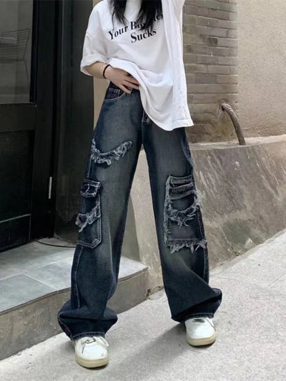 Baggy Cargo Hippie Grunge Distressed Oversized Korean Pant