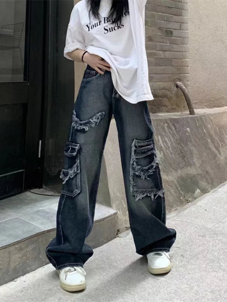 Baggy Cargo Hippie Grunge Distressed Oversized Korean Pant