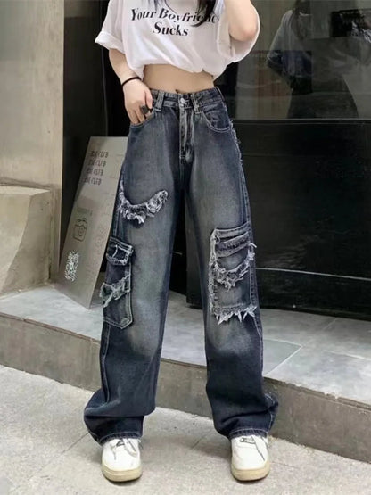 Baggy Cargo Hippie Grunge Distressed Oversized Korean Pant