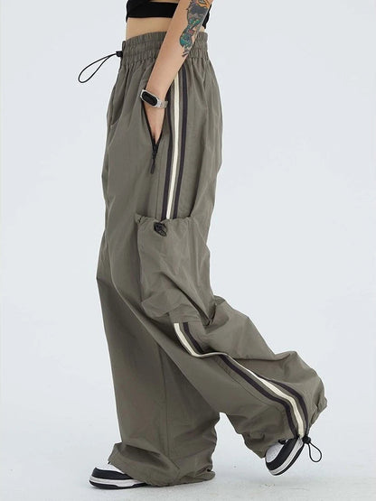 Green Cargo Y2k Striped Baggy Sweatpants Oversize Pant