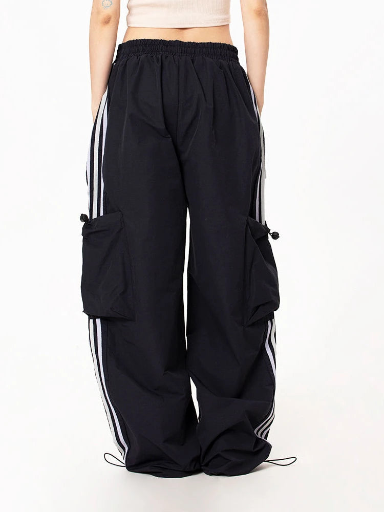 Green Cargo Y2k Striped Baggy Sweatpants Oversize Pant