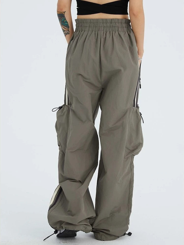 Green Cargo Y2k Striped Baggy Sweatpants Oversize Pant