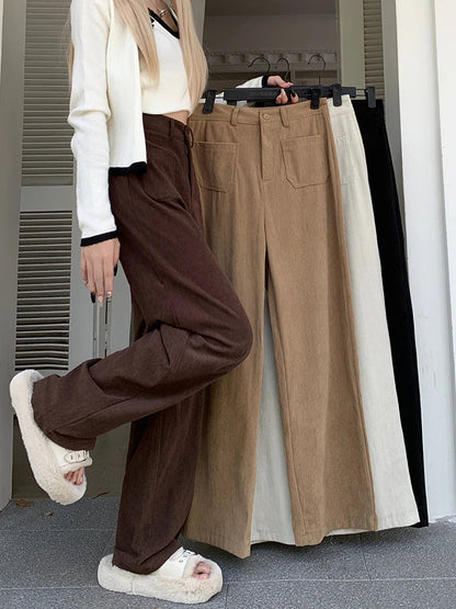 Wide Leg Brown Corduroy Japanese Style Oversize Pant