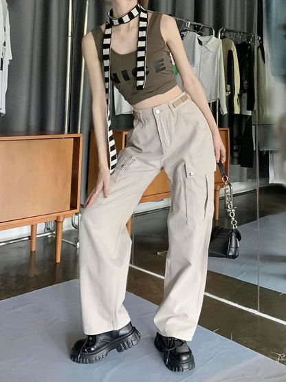 Y2k Beige Cargo Hip Hop Oversized Baggy American Retro Pant