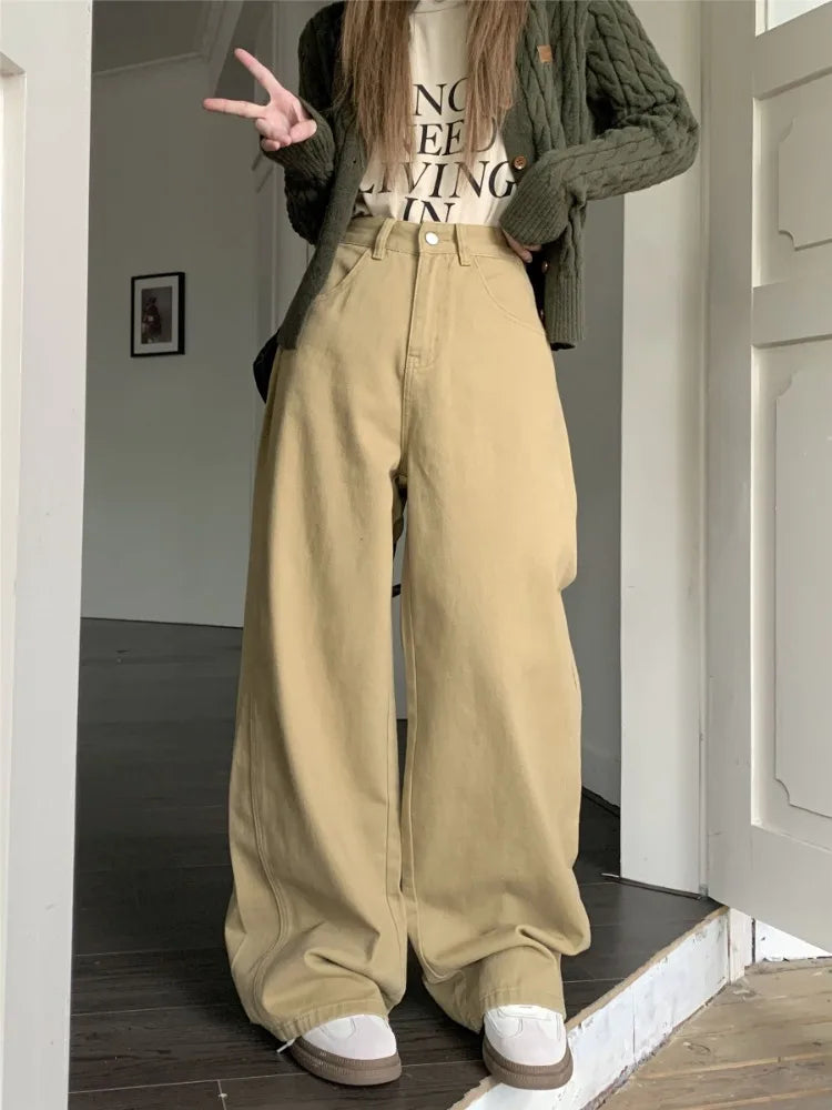 Khaki Oversize Y2k Cargo Harajuku Baggy Kpop High Waist Slacks Pant
