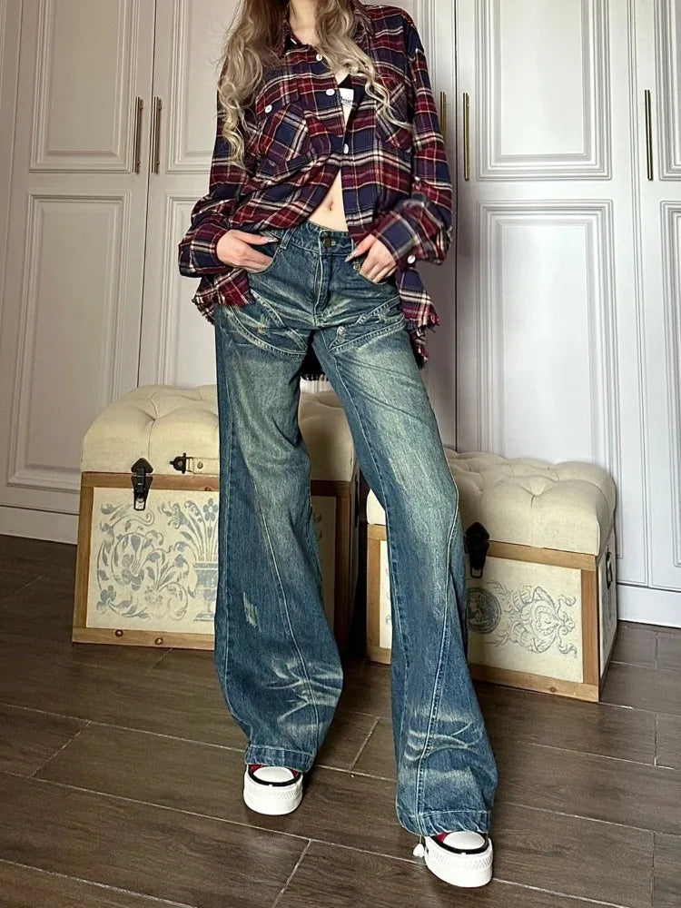 Trashy Baggy Retro 90s Distressed Wide Denim Harajuku Pant