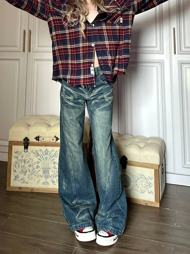 Trashy Baggy Retro 90s Distressed Wide Denim Harajuku Pant