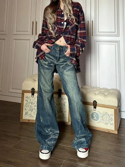 Trashy Baggy Retro 90s Distressed Wide Denim Harajuku Pant