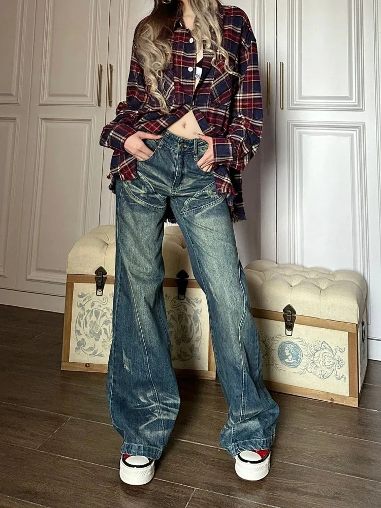 Trashy Baggy Retro 90s Distressed Wide Denim Harajuku Pant