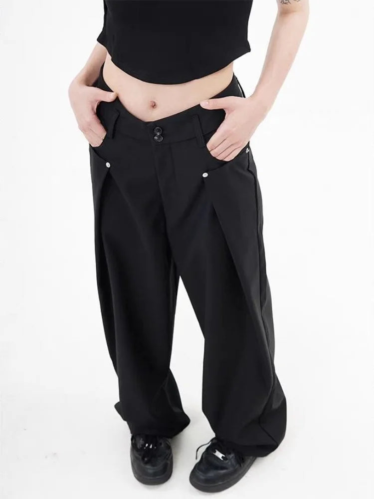 Y2k Cyber Punk Black Cargo Gothic Oversize Wide Leg Pant
