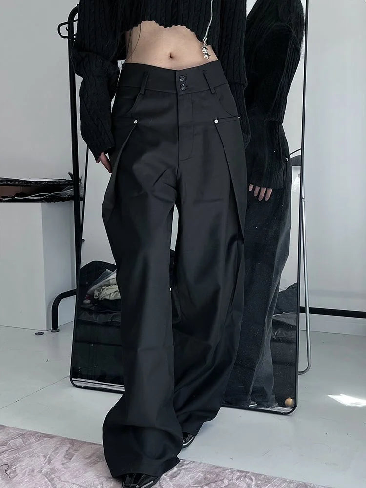 Y2k Cyber Punk Black Cargo Gothic Oversize Wide Leg Pant