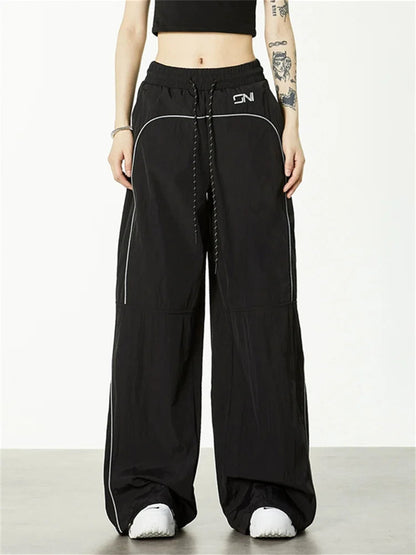 Y2k Gorpcore Brown Track Parachute Reflective Sweatpant