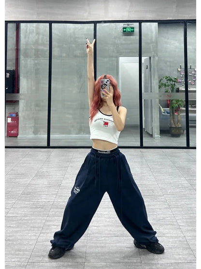 Blue Baggy Jogging Sweatpants Kpop Y2k Harajuku Hippie Oversize Wide Leg Pant