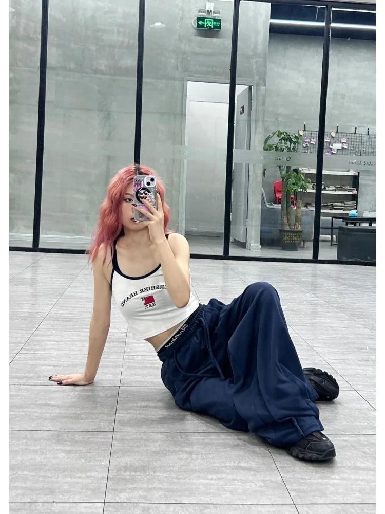 Blue Baggy Jogging Sweatpants Kpop Y2k Harajuku Hippie Oversize Wide Leg Pant
