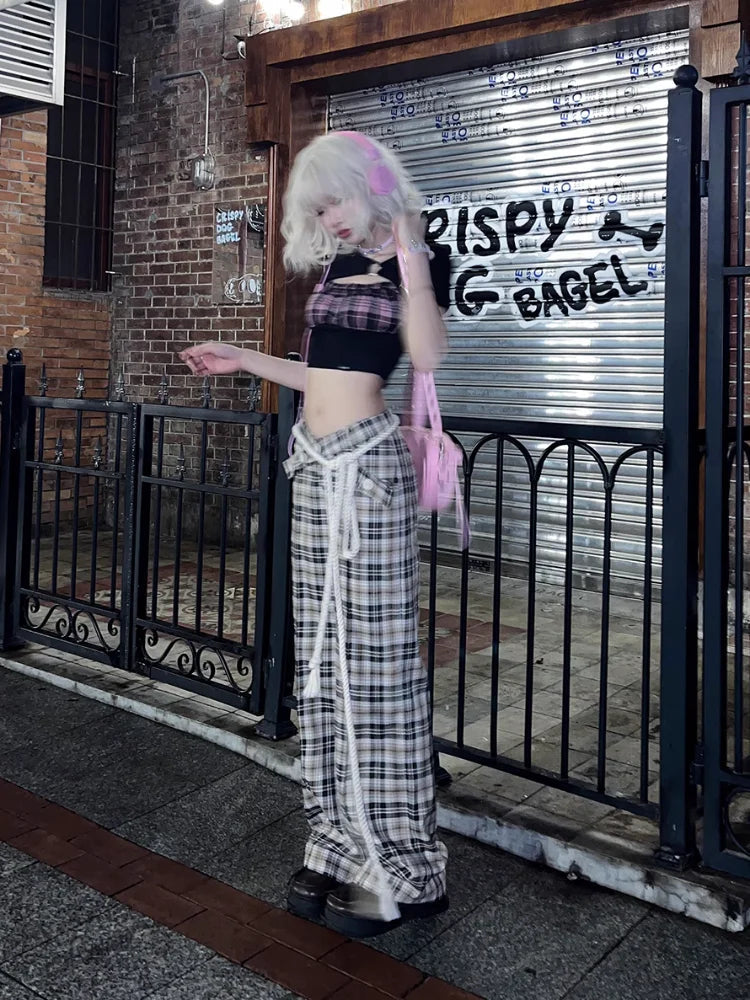 Y2k Plaid Aesthetic High Waist Checkered Korean Style Harajuku Pant
