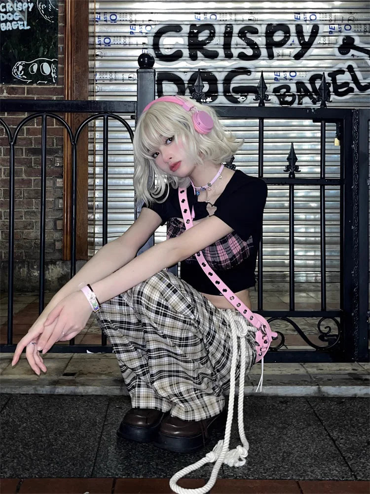 Y2k Plaid Aesthetic High Waist Checkered Korean Style Harajuku Pant