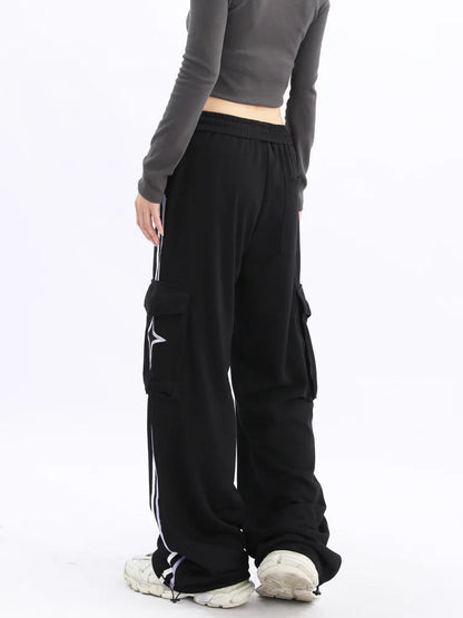 Star Oversize Black Side Stripe Jogging Pant