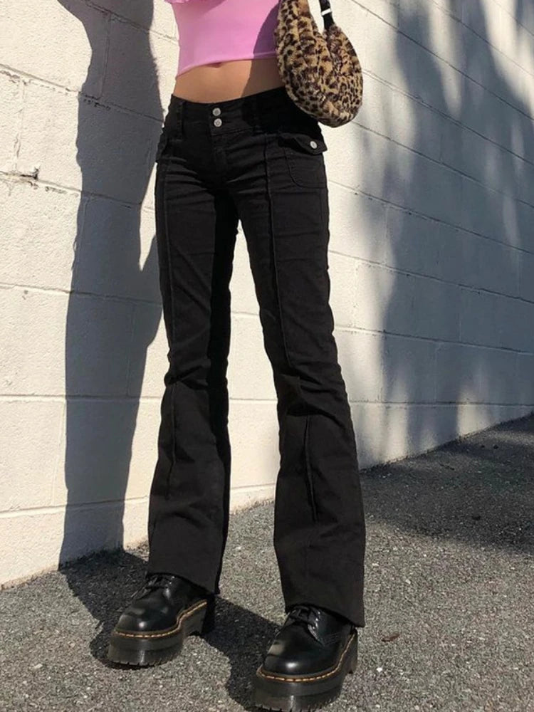 Low Rise Black 90s Y2k Harajuku Denim Pant