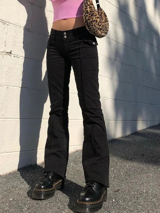 Low Rise Black 90s Y2k Harajuku Denim Pant