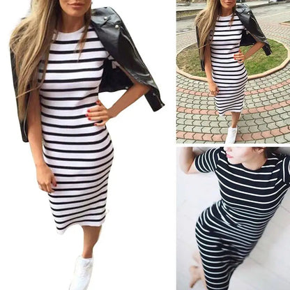 Summer Stripe Long Maxi Loose Midi Dresses