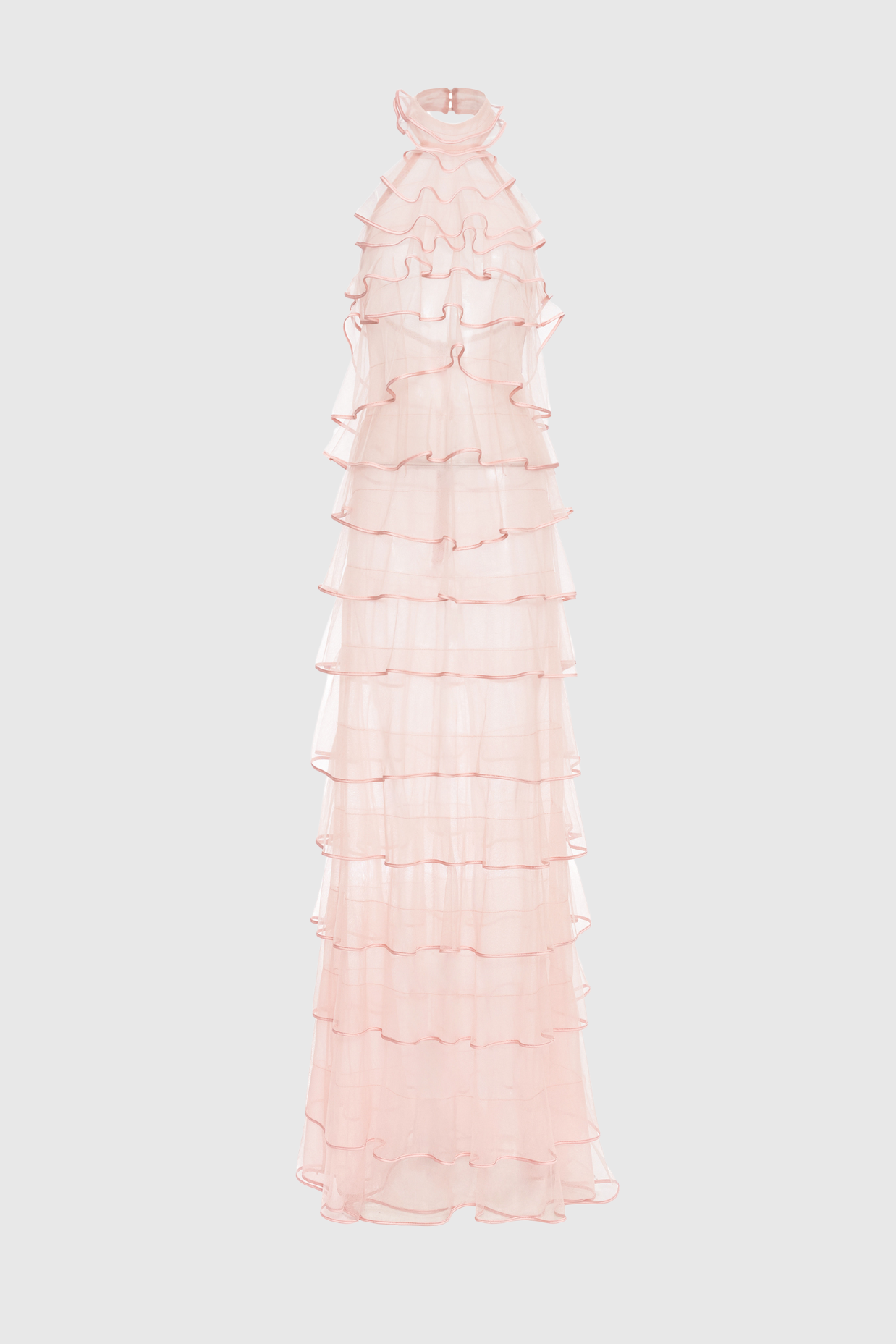 Haidar Halter Ruffle Layer Maxi Dress