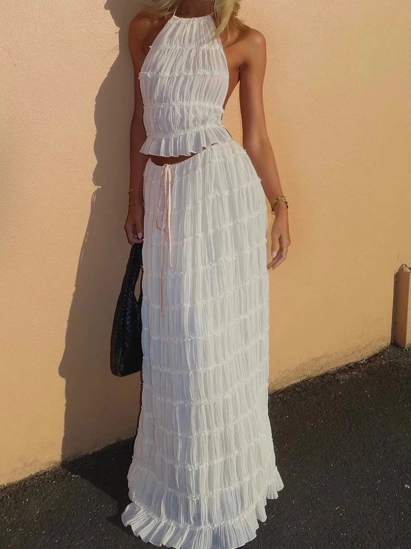 Dressbetty - Summer Beach Sleeveless Backless Tank Skirt