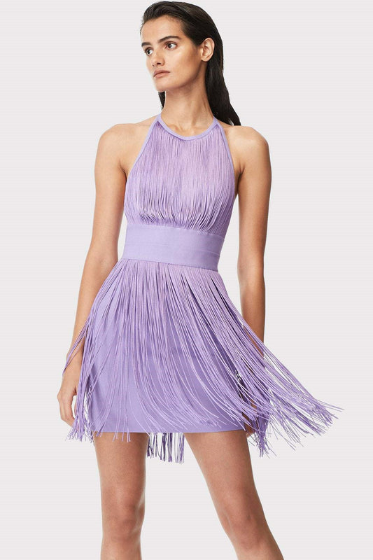 Tassel Halter Neck Backless Sleeveless Mini Dress
